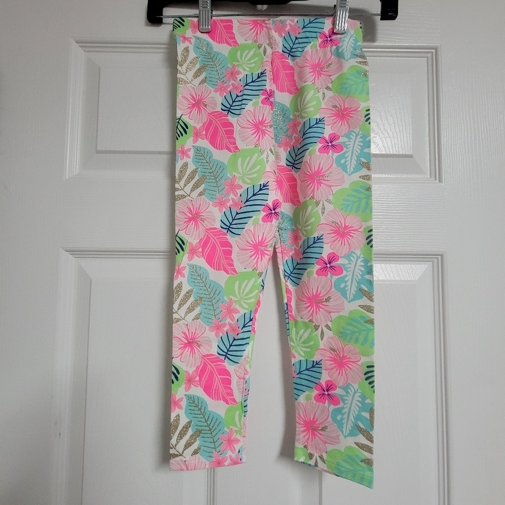 Tommy Bahama NWT Tropical Floral Glitter Girls Leggings.